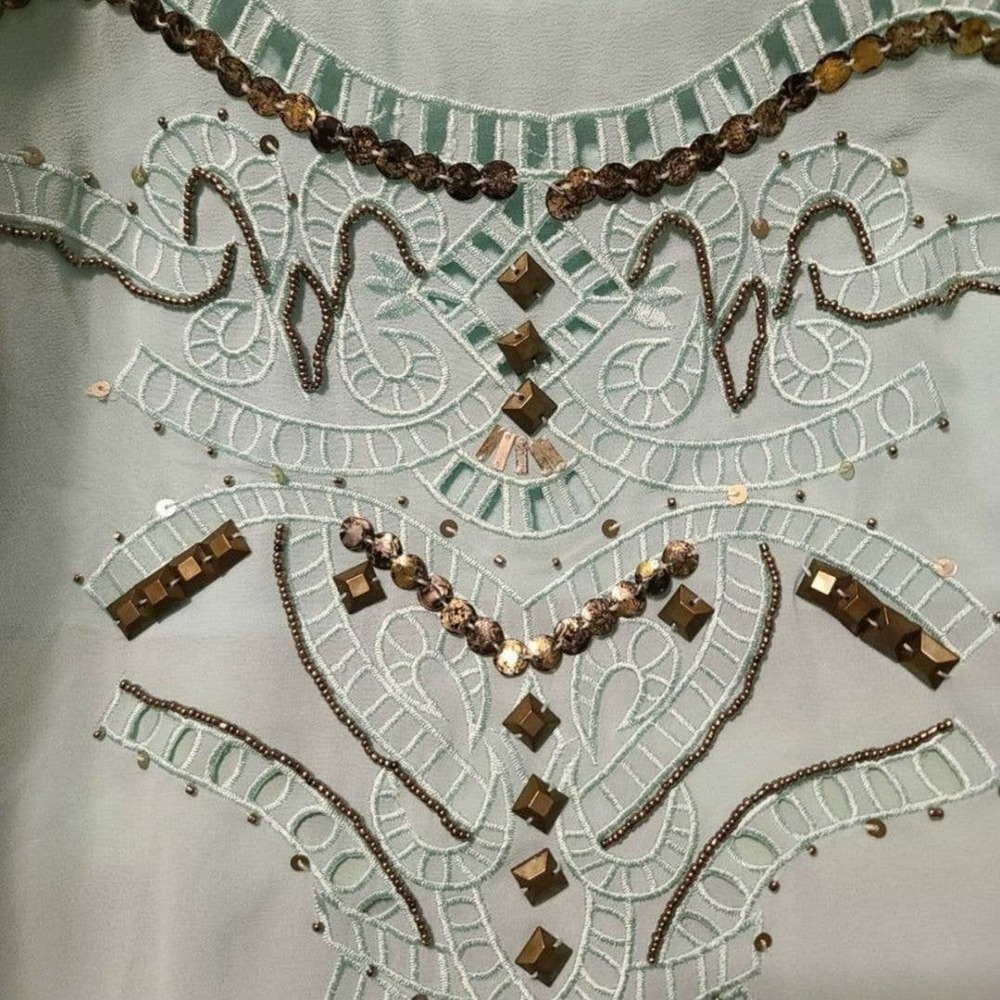 BKE Boutique NWOT Beaded 3/4 Sleeve Blouse Top - Picture 2 of 5